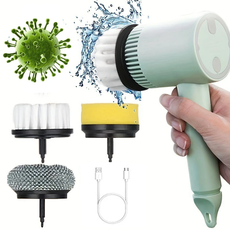 فرشاة تنظيف كهربائية جديدة محمولة بخمسة في واحد متعددة الوظائف لغسل الحمام وأدوات تنظيف المطبخ #1