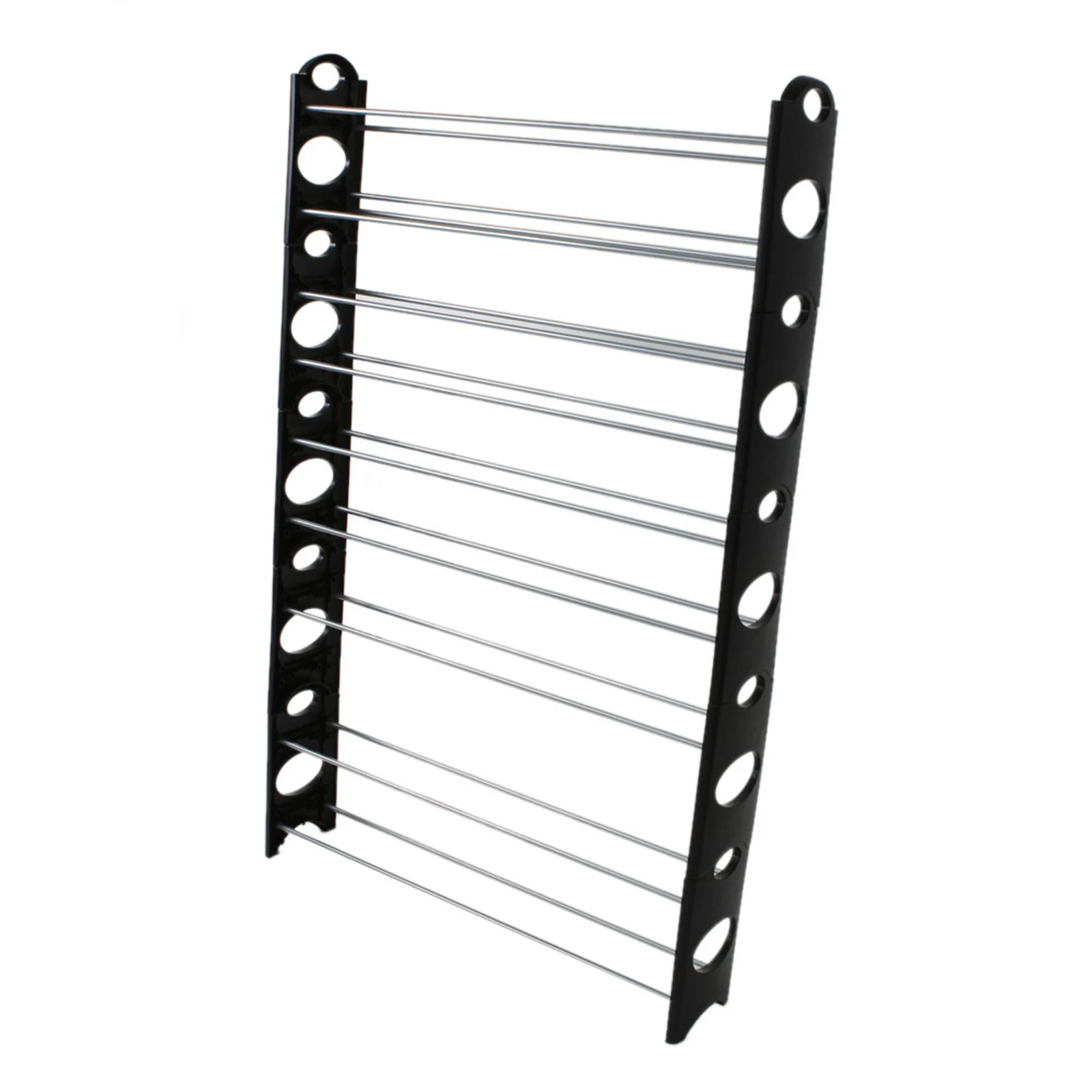 10-Tier 50-Pair-of-shoes Adjustable Steel & Plastic Shoe Rack Black & Silver