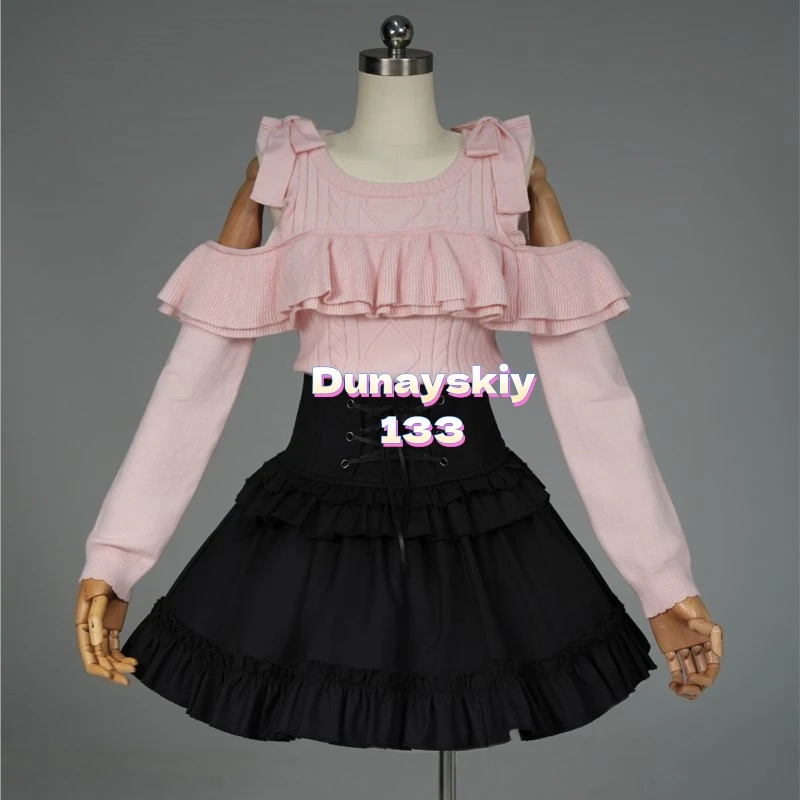 المرأة لعبة مشروع Sekai الملونة المرحلة Shinonome Ena شعر مستعار تأثيري زي لطيف الوردي دعوى أعلى التنانير زي حفلة الهالوين