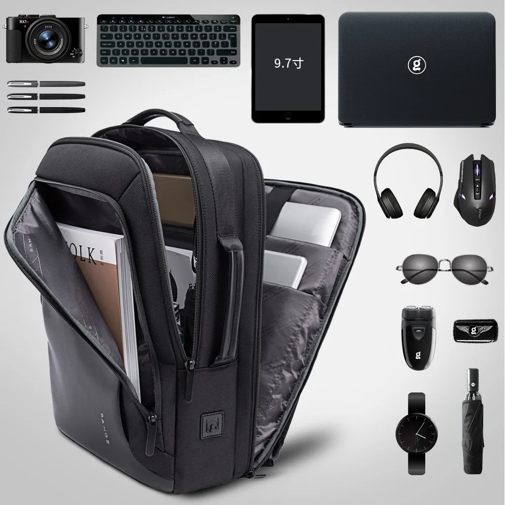 Bange 15.6 Laptop Backpacks Man Business Backpack Men Waterproof School USB Travel Bag Big Multifunction Male Backpack Fashion