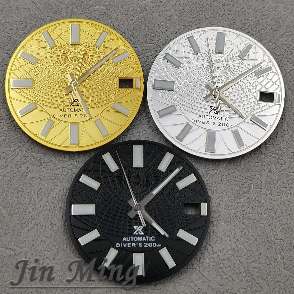 High Quality 28.5mm Silver Gold Black Blue Date Window Green Luminous Aseptic Dial Fit NH35 /NH36/4R/7S Automatic Movement