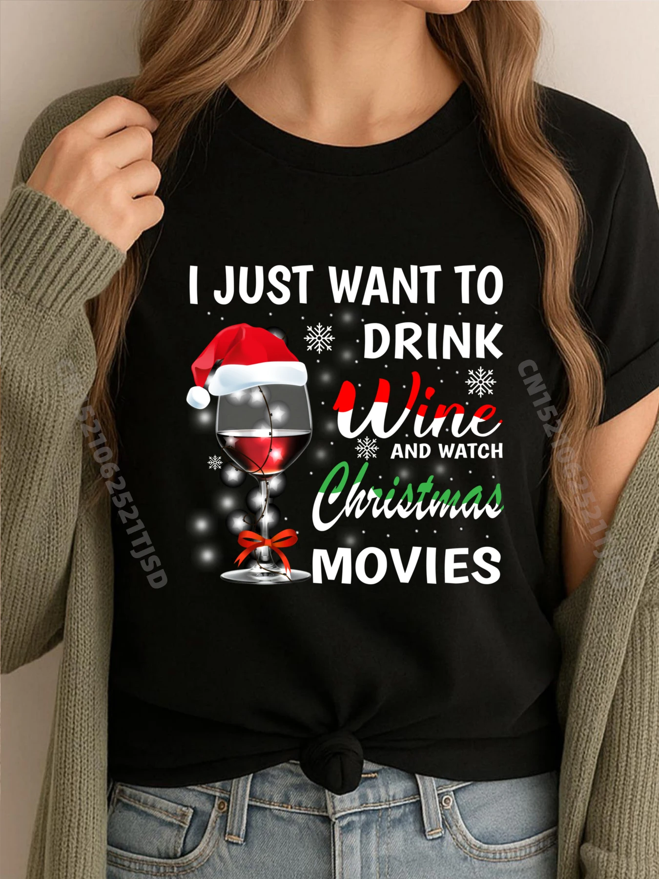 

Я просто хочу пить вино и смотрят рождественские фильмы брендовая одежда топы топы футболка хип-хоп