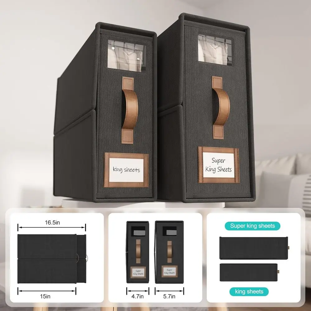 Organizer na pościel Cal King z uchwytem do przechowywania pościeli - czarny