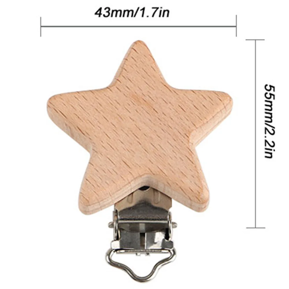 3/5pcs Buche Holz Schnuller Clip Tierform Holzclip Metall halter DIY Schnuller Kette Handwerk Zubehör