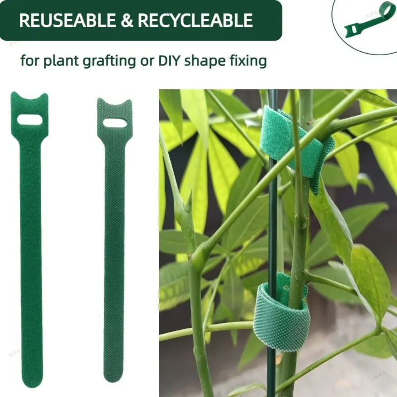 Non-Slip Tie Loop Adjustable Plant Support Fastener Tape for Garden Tool Garden Plant Binding Belt Reusable Nylon Plant Ties
