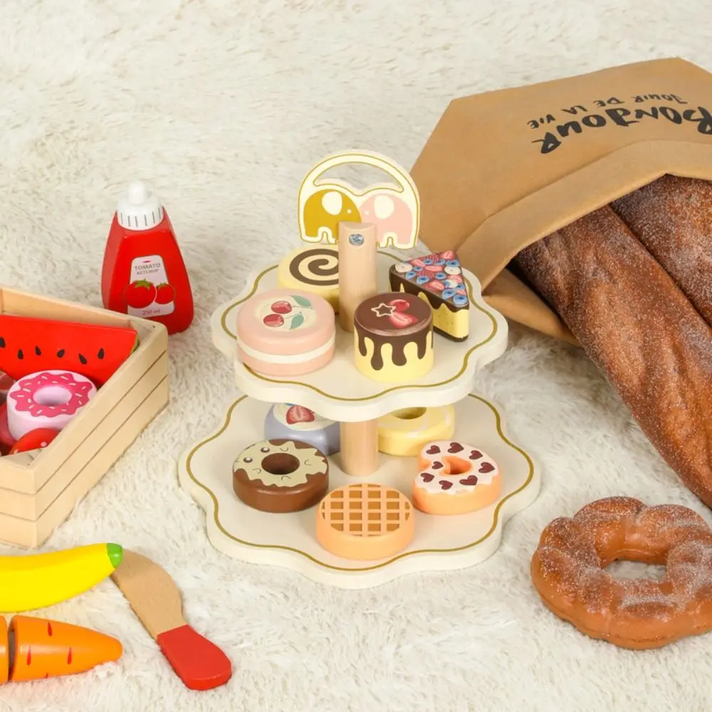 Wooden Afternoon Tea Set Early Educational Simulation Tea Set Play DIY Minature Montessori Pretend Play Kitchen Set
