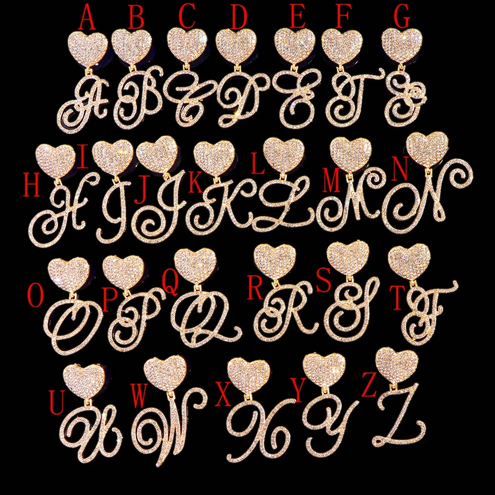 Hiphop Heart Initials Name Necklaces For Women 4MM Rope Chain Cursive Letters Pendant Necklace Trendy Jewelry Gifts