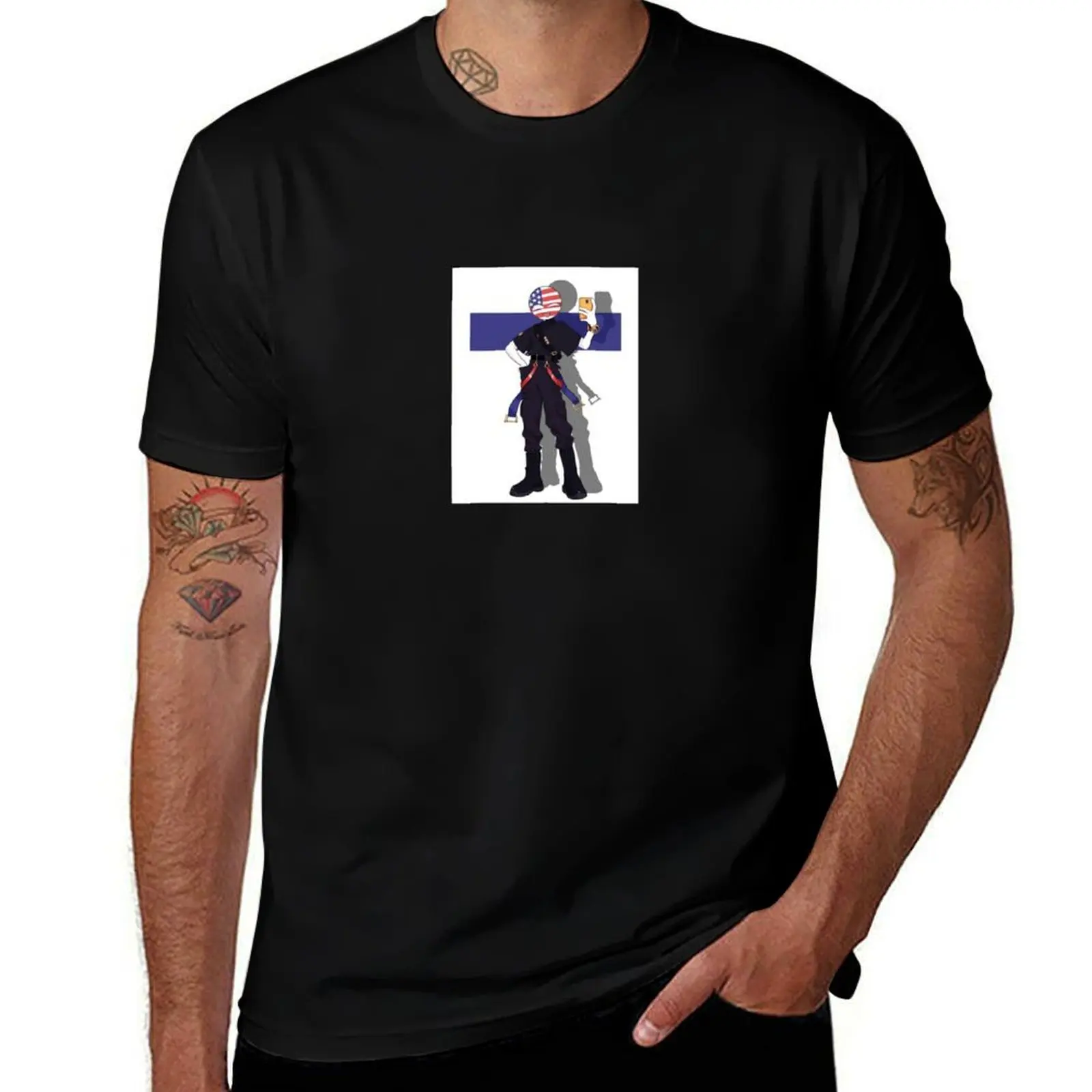 

Countryhumans America T-Shirt Minimalist Plain Crew Neck T-Shirt