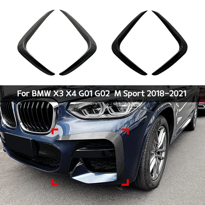 

Подходит для BMW X3 X4 G01 G02 2018-2021 M Sport автомобильный узор из углеродного волокна, передний воздушный нож, внешняя автомобильная наклейка, аксессуары