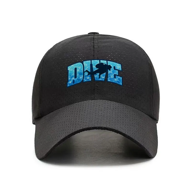 DIVE Scuba Diver Print Quick Dry Baseball Cap Unisex Adjustable Sun Hat
