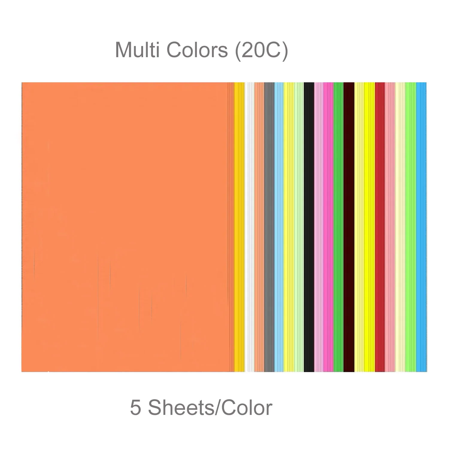 Papel para impressora de cópia multiuso Makeasy A4 70g colorido 8,5" x 11" 5 prateleiras 2500 folhas (500 folhas/ream)