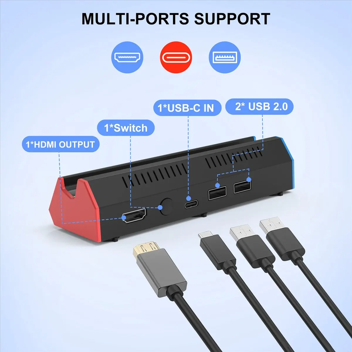 

AS62 Portable Charging Dock Station Base with 4K HDMI-Compatible Adapter/USB 2.0 /Type C Port for Nintendo Switch OLED Dock