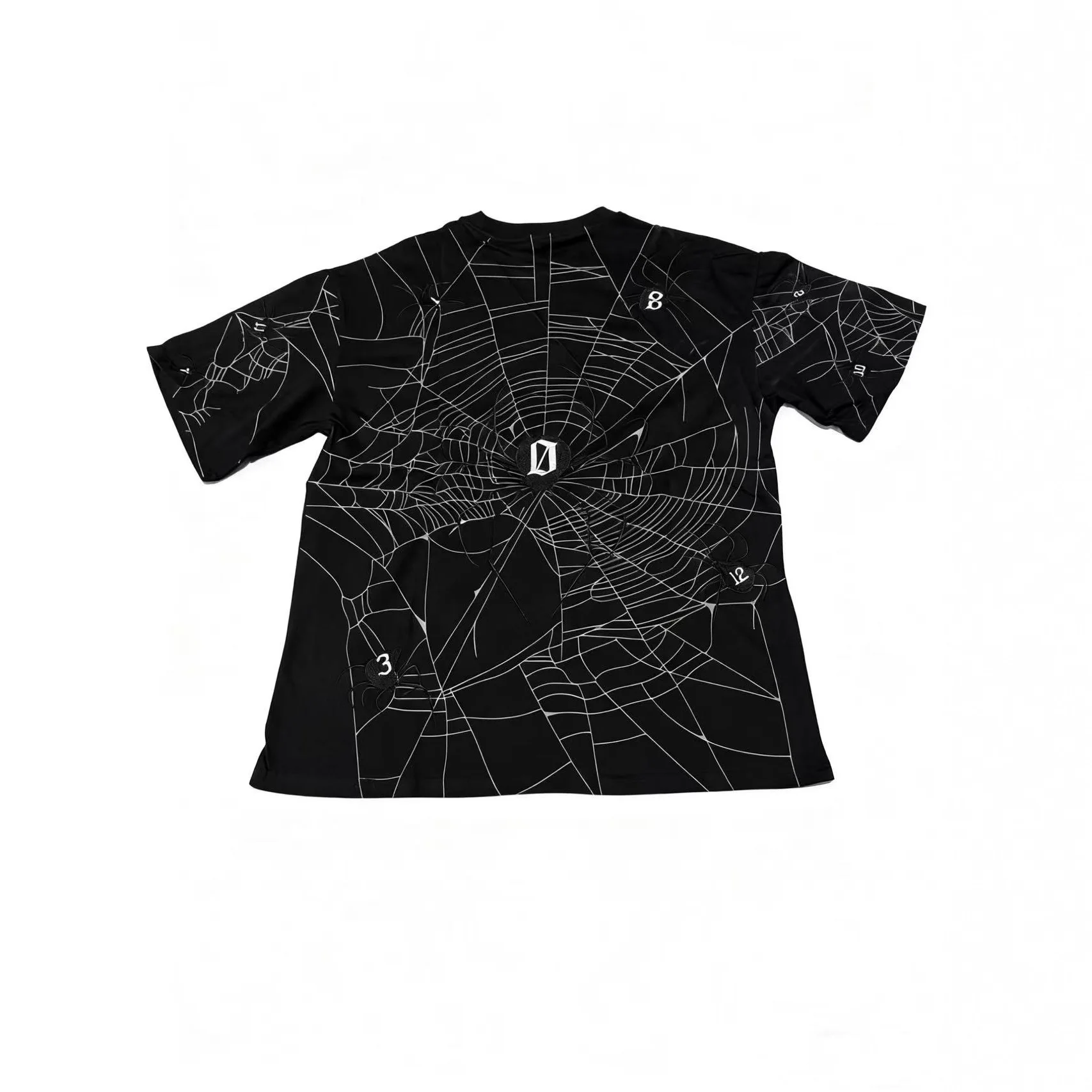 Black Textured Embroidered Lightning T-Shirt Men's Heavy Top Cotton Casual round Neck Short Sleeve Shirt for Men