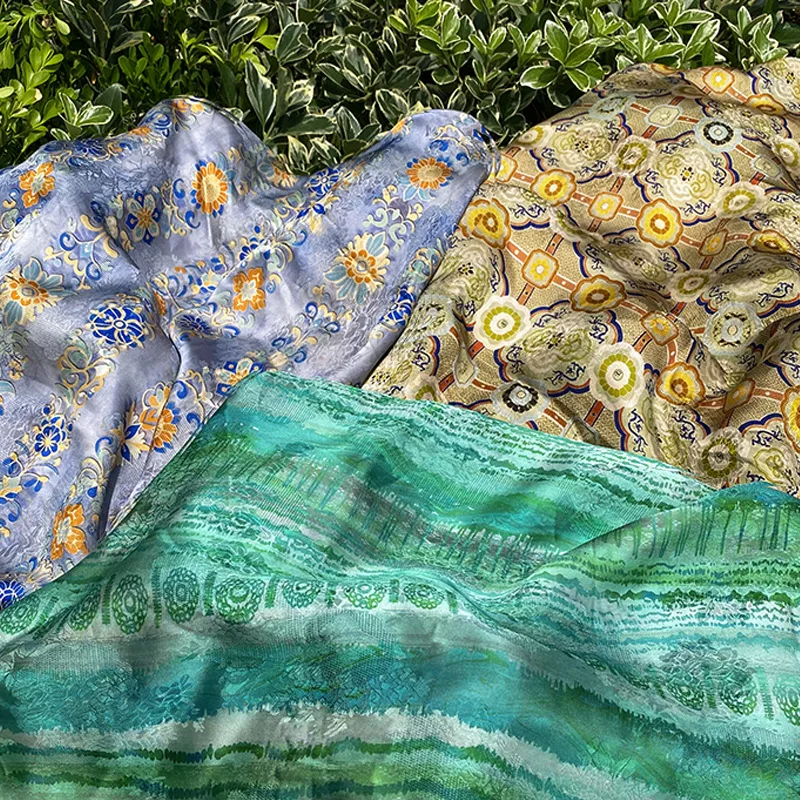 1 Meter Rayon Dunhuang Jacquard Fabric Chinese Style Qipao Dress Vest Curtains Tablecloth Handmade Sewing DIY Textile Wholesale