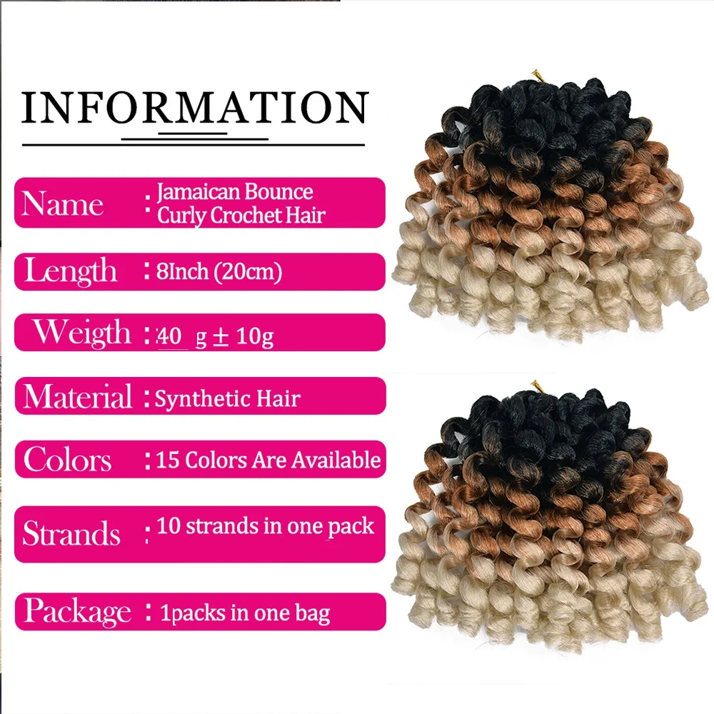 Ombre Braiding Hair Jumpy Wand Curl Crochet Braids Synthetic Crochet Hair Extension for Black Women Jamaican Bounce Curly Hair