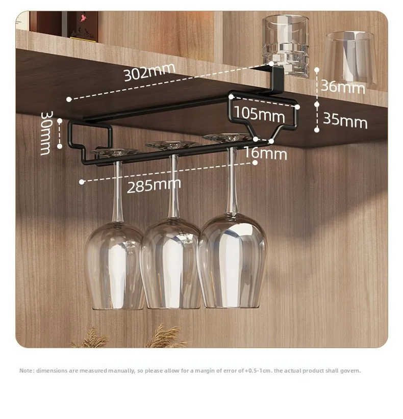 Hanging Red Wine Glass Storage Rack, Home High Footed Cup Storage Rack Without Punching Holes, Inverted Drain Rack