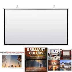 Projector Screen for Home Theater HD White Foldable Anti-Crease