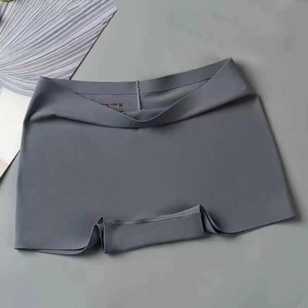 

Elegant Mid Waist Seamless Underwear Ice Silk Thin Soft Safety Pants Elasticity Breathable Lingerie Panty Summer