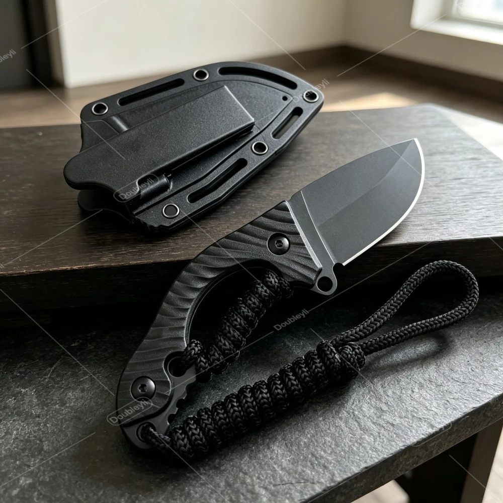 Jungle Hiking Adventure Straight Knives Rescue Emergency Knives Cutting Knife Outdoor EDC Knife Nylon Fiber Handle with K Sheath