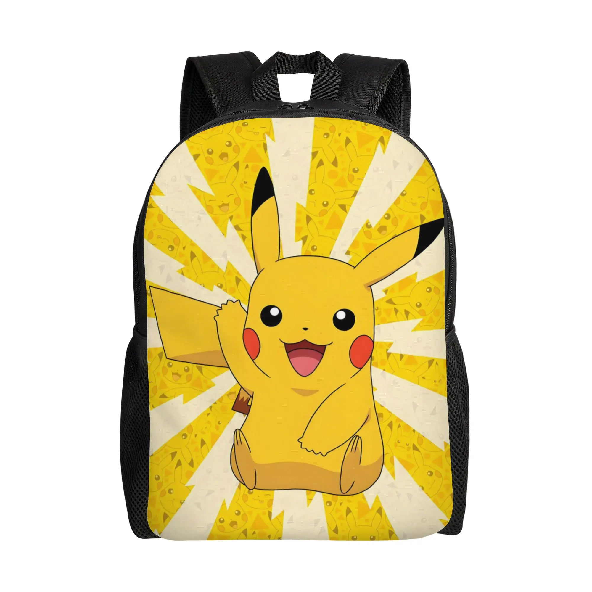 Maßgefertigter P-Pikachu Laptop-Rucksack für Männer und Frauen Modische Büchertasche für Schule und Studium Kawaii Cartoon Niedliche Bedruckte Taschen
