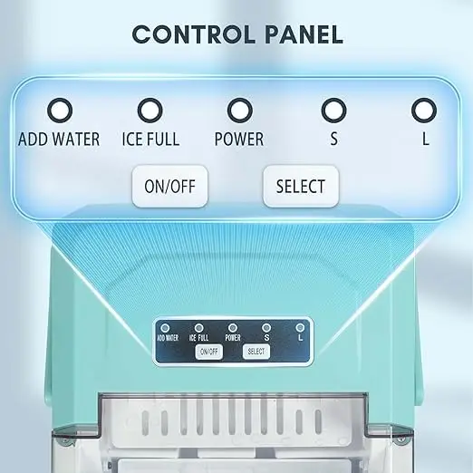 เครื่องทําน้ําแข็งบนเคาน์เตอร์,เครื่องทําน้ําแข็งแบบพกพาพร้อมที่จับพกพา,ทําความสะอาดตัวเอง,ตะกร้าและที่ตัก,9 ก้อนใน 6 นาที,26.5lbs/24Hrs,สีเขียว