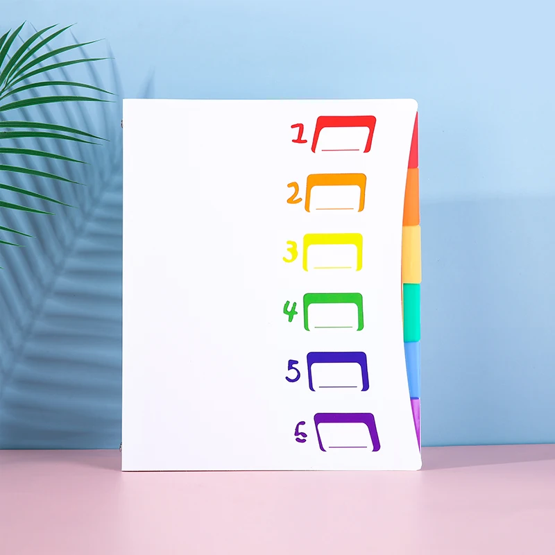 6 pocksets Insert File Folder A4 Multilayer Rainbow Document storge Folder PP Filling Product