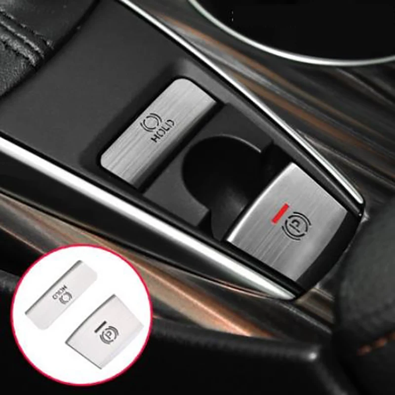 Car Electronic Handbrake Central Control Button Decoration Sticker Cover Trim for Toyota 8Th Camry,2PCS,Silver