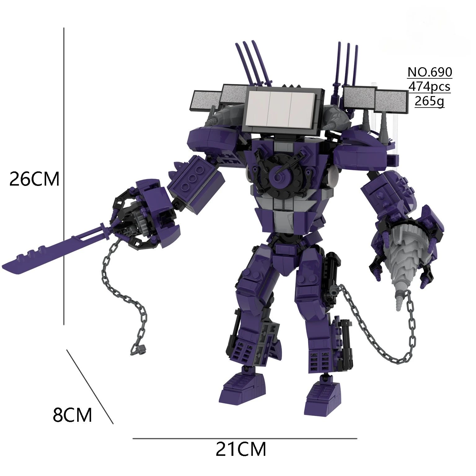 

Compatible With LEGO Skibidi Toilet MOC Abstract Building Blocks Titan Electric Drill TV King Bricks Toys