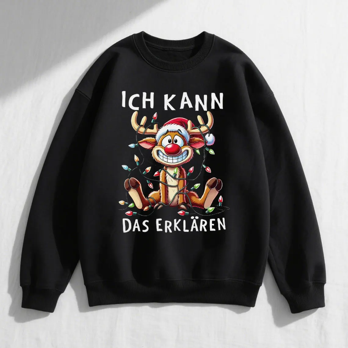 هيرين Weihnachten Reniter Elch Comicstil عيد الميلاد SpruchHoody عادية طاقم الرقبة عادية لينة مريحة ريترو كم طويل تصميم المحملة #6