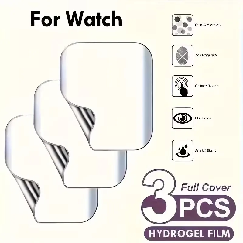 3Pcs Soft Hydrogel Screen Protector For Apple Watch Models 9 8 7 6 5 4SE 1 2 3 In Size 45MM 42MM 40MM 44MM 38MM Not Glass