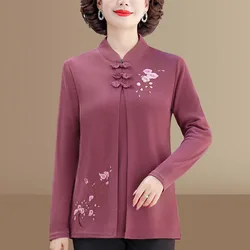 New Women's Spring Autumn Fashion Chic Stand Collar Embroidery Spliced Fake Two Pieces Elegant Loose Casual Long Sleeve Tops