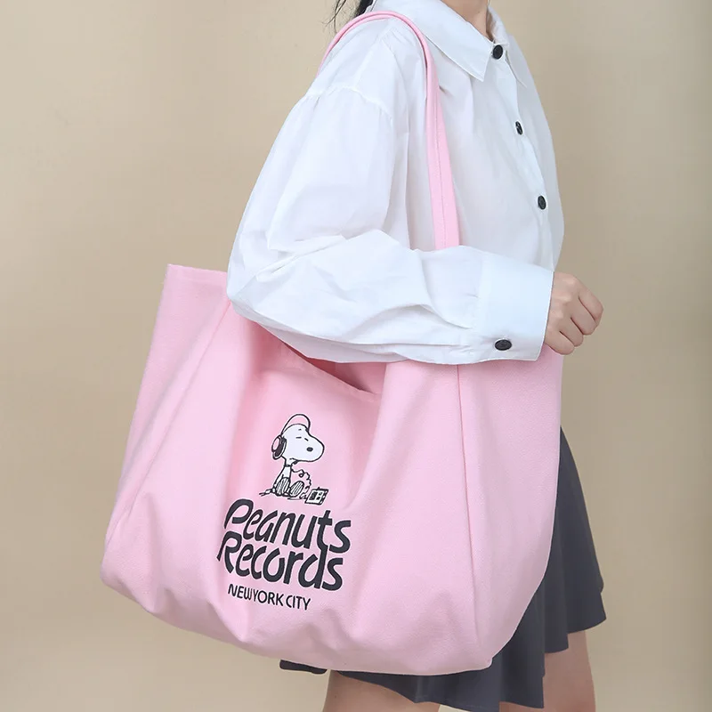 

Candy Colored Large Capacity Canvas Shoulder Bag Cute Commuting Tote Bag Casual Handbag