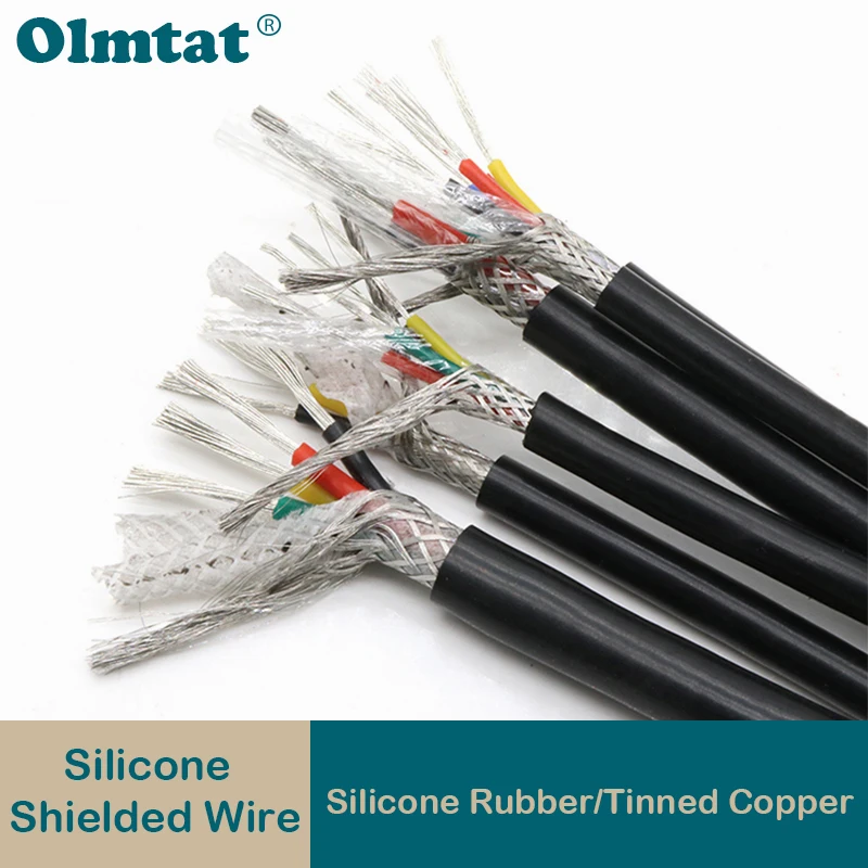 

1M Sq 0.3 0.5 0.75 1 1.5 2 2.5mm Silicone Rubber Shielded Cable 2 3 4 6Core Insulated Flexible Copper High Temperature Wire