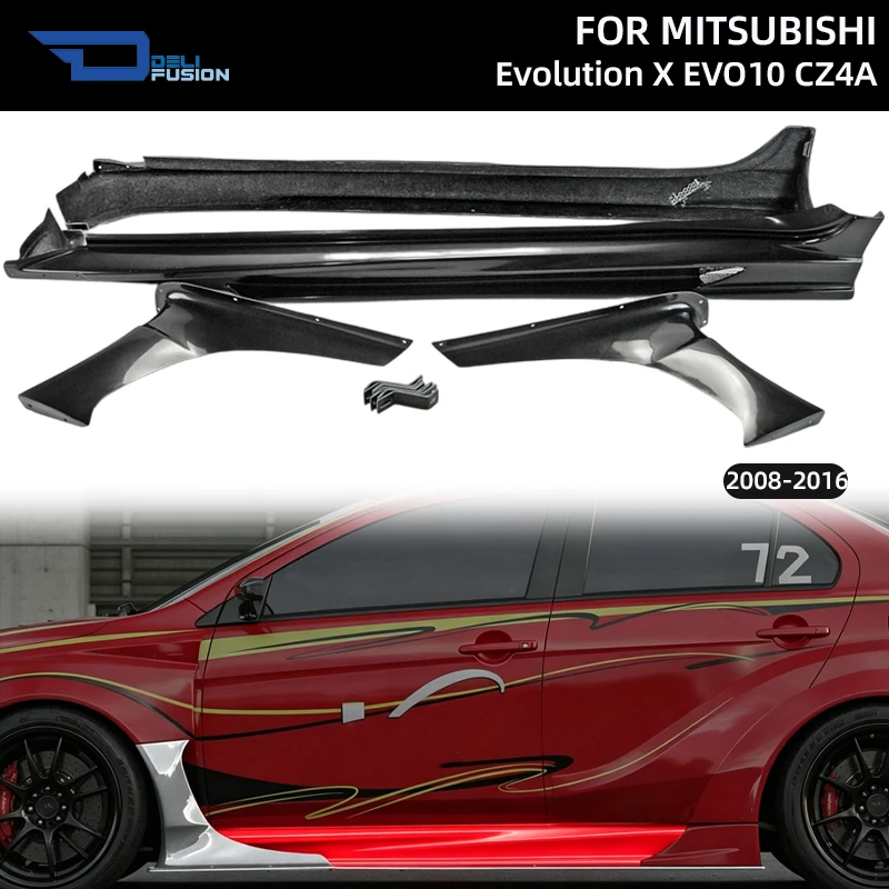 

For 2008-2016 Mitsubishi Evolution X EVO10 CZ4A VRSV2 Wide Style Side Skirts With Add On 4PCS Body Kit Accessories