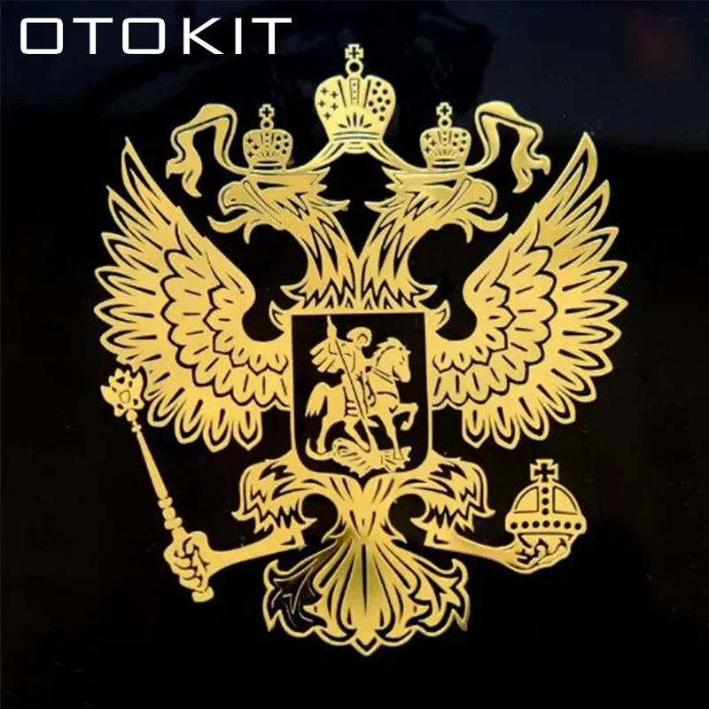 Escudo de armas de Rusia, pegatinas de aluminio para ventana de coche, calcomanías, emblema de águila de la Federación Rusa, estilo de coche, pegatina para teléfono portátil