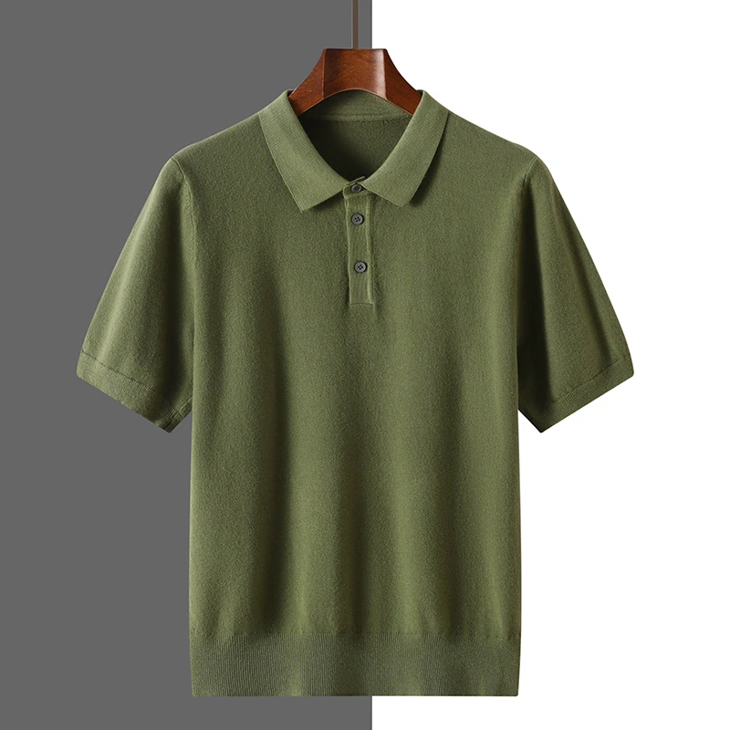 Cashmere Knitted short sleeves Men Spring and Summer Knitted POLO short sleeves Men