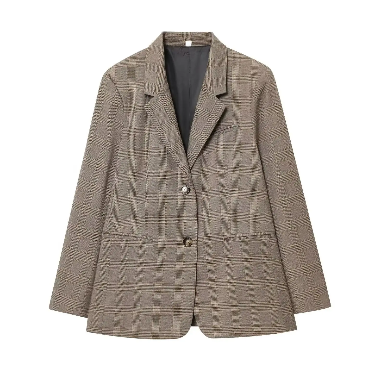 

KONDALA Vintage Elegant Plaid Single Breasted Business Woman Blazer Fashion 2025 Autumn Office Lady Chic Elegant Mujer Outwear