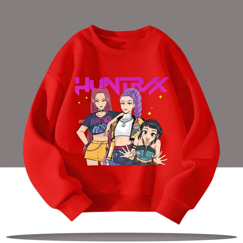 

K-pop - Evil Hunter - Cute Girl Casual Top 2026 New Winter-Spring Children's Round-neck Sport Shirt with Cartoon Print