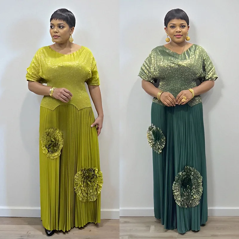 

Африканская одежда для женщин, комплект из двух предметов, топы, плиссированная юбка, костюм, одежда Dashiki, вечерние традиционный халат, наряды Анкары, 2025 г.