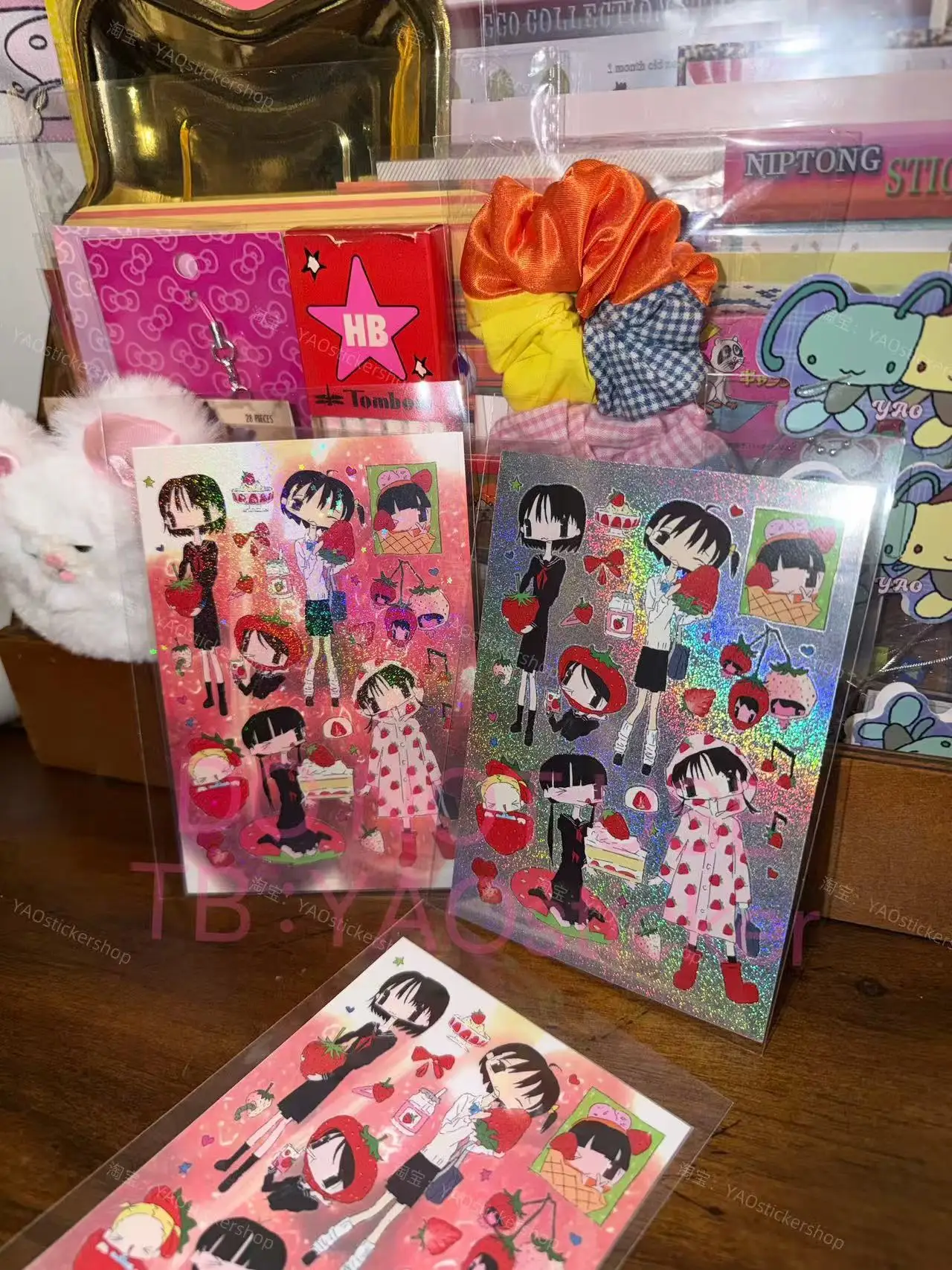 

Love strawberry vintage stickers