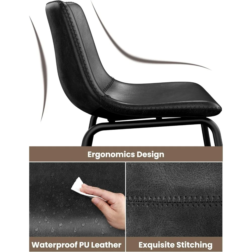 طقم مقاعد بار بارتفاع عداد مكون من 3 قطع، 30 بوصة من الجلد الصناعي الحديث مع مسند ظهر وأرجل معدنية ومسند للقدمين للمطبخ أو الطعام #6