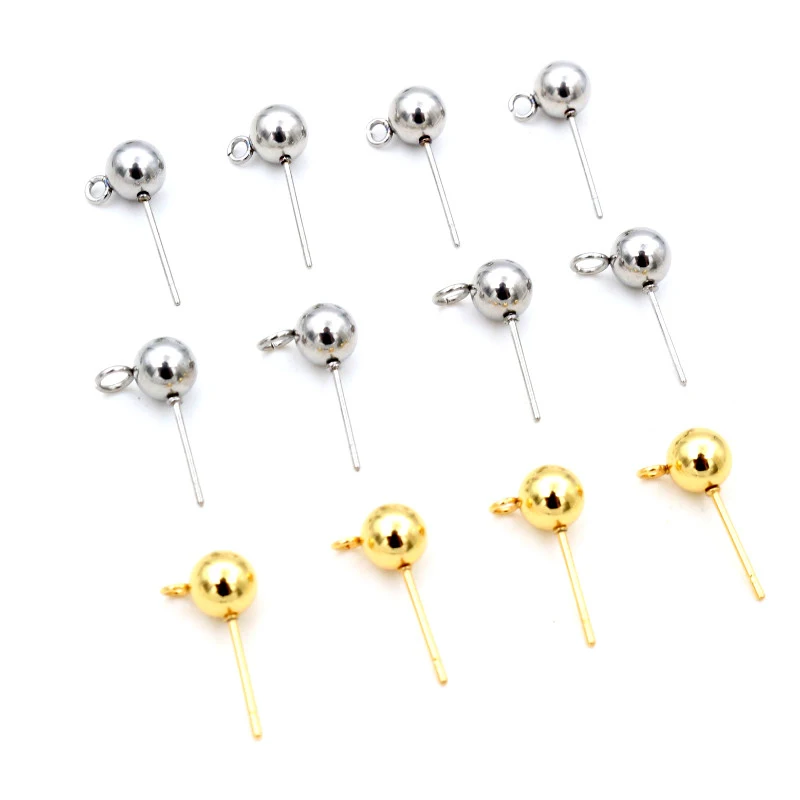 30 sztuk 3/4/5/6mm 316 ze stali nierdzewnej złoty Pin ustalenia Stud kolczyk podstawowe szpilki korki złącze dla majsterkowiczów tworzenia biżuterii