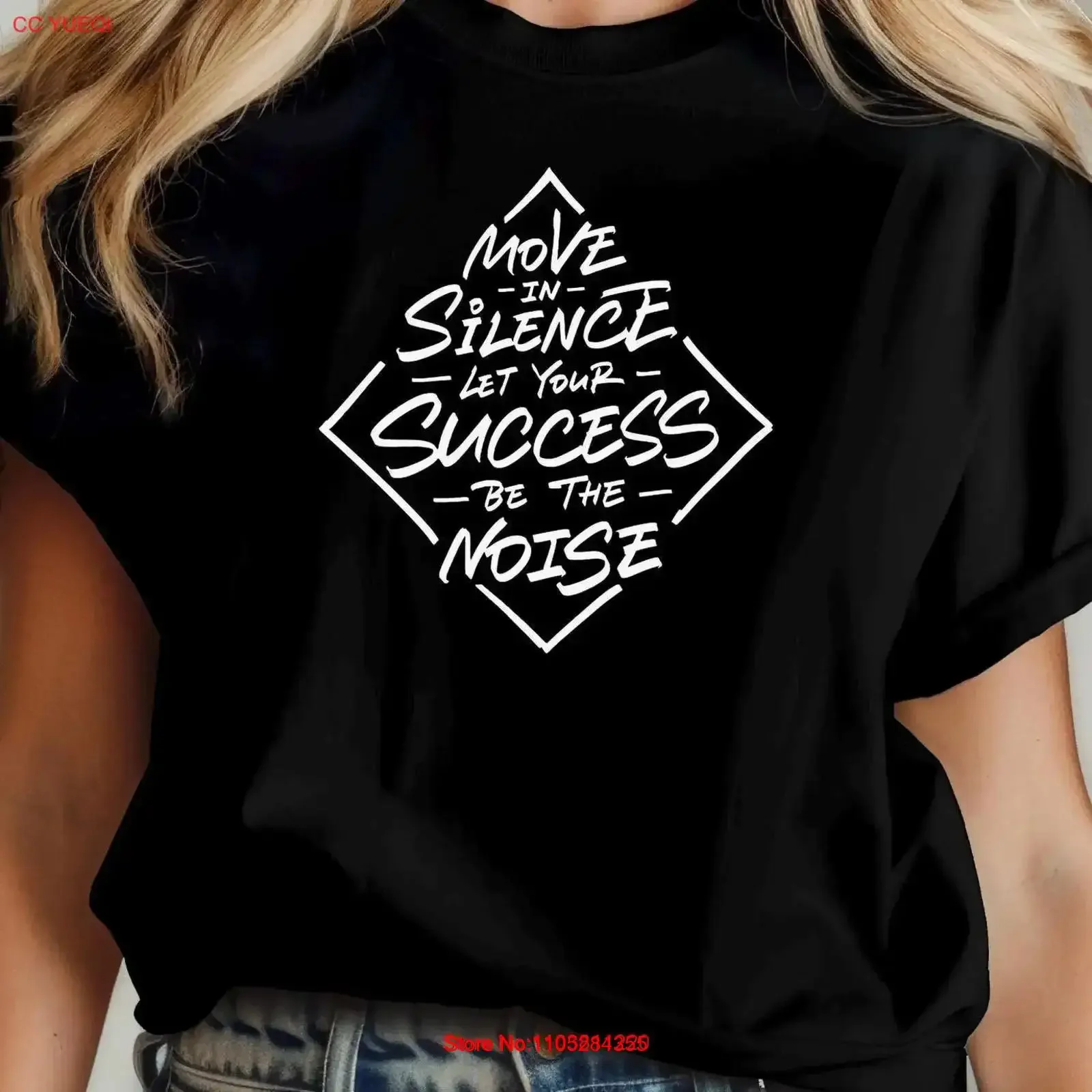 Motivational Move in Silence Let the Success Make Noise T Shirt Inspirational Positive Quote Encouraging Top vintage Washed