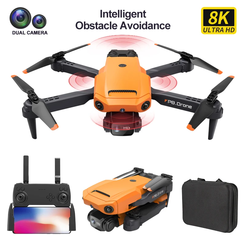 P8 8K Drone with Esc HD Dual Camera 4K Wifi FPV 360 Full Obstacle Avoid Optical Flow Hover Folding Quadcopter Toys