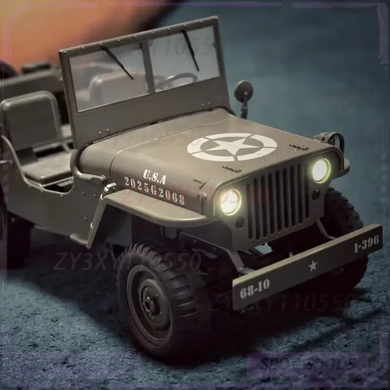 2.4G 1: 14 شاحنات عسكرية ذات دفع رباعي كهربائي عتيق للطرق الوعرة وجهاز تحكم عن بعد للأطفال نموذج سيارة محاكاة لعيد الميلاد #3