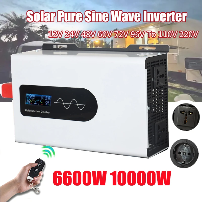 Pure Sine Wave Inverter Peak 6600W 10000W ConverterDC 12V 24V 48V 60V 72V 96V To AC 220V 110V Wall Mounted Solar Power Inverter