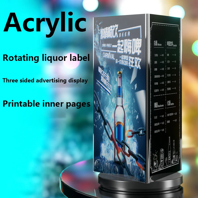 Acrylic Sign Holder Tabletop Restaurant Menu Holder Price Tag Display Stand Desktop Display Board Rotatable Sign Holder