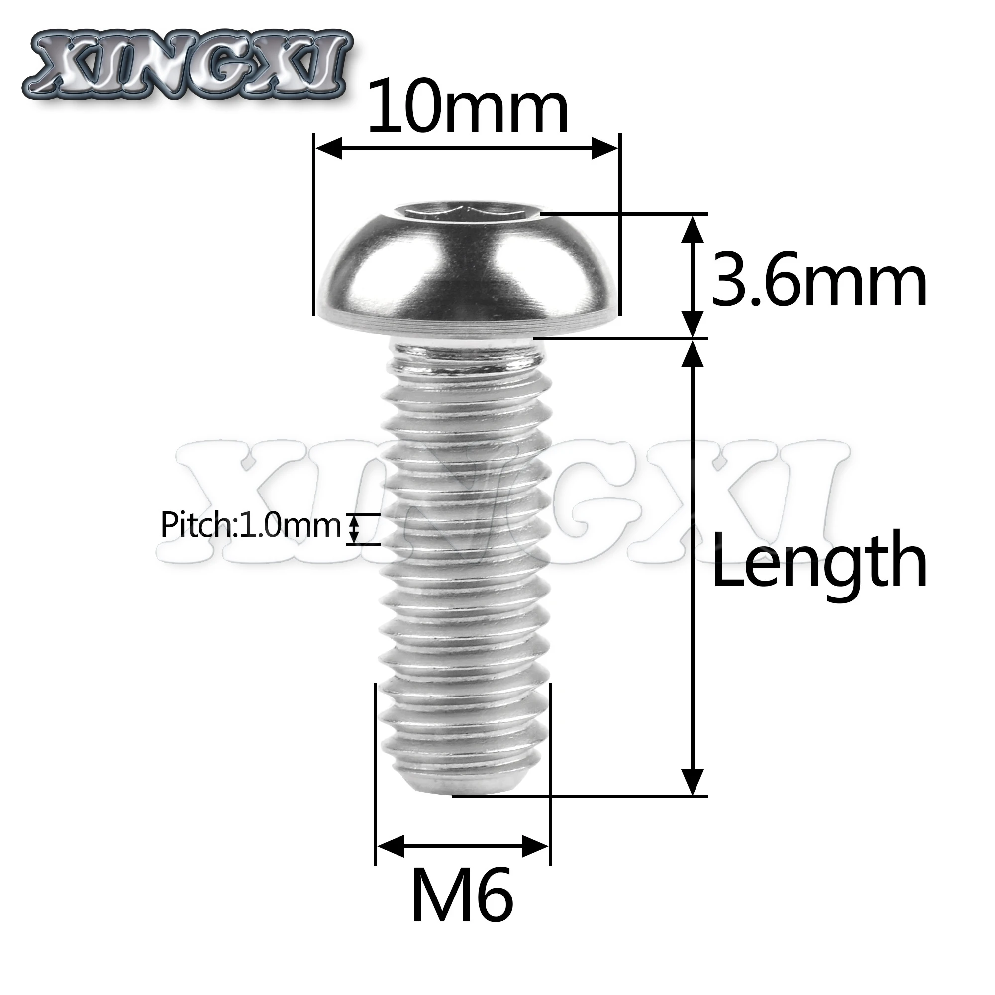 Xingxi 5個チタンボルトM6x12 16 20 25 30ミリメートルアレンレンチヘッドネジオートバイネジ