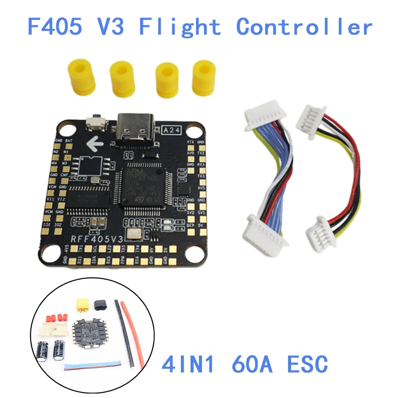 

RockFlight F405 V3 Flight Controller Module / F4 V3 FC + 60A 4in1 BLheli_S ESC for RC FPV Racer Drone Quadcopter DIY Plug-in