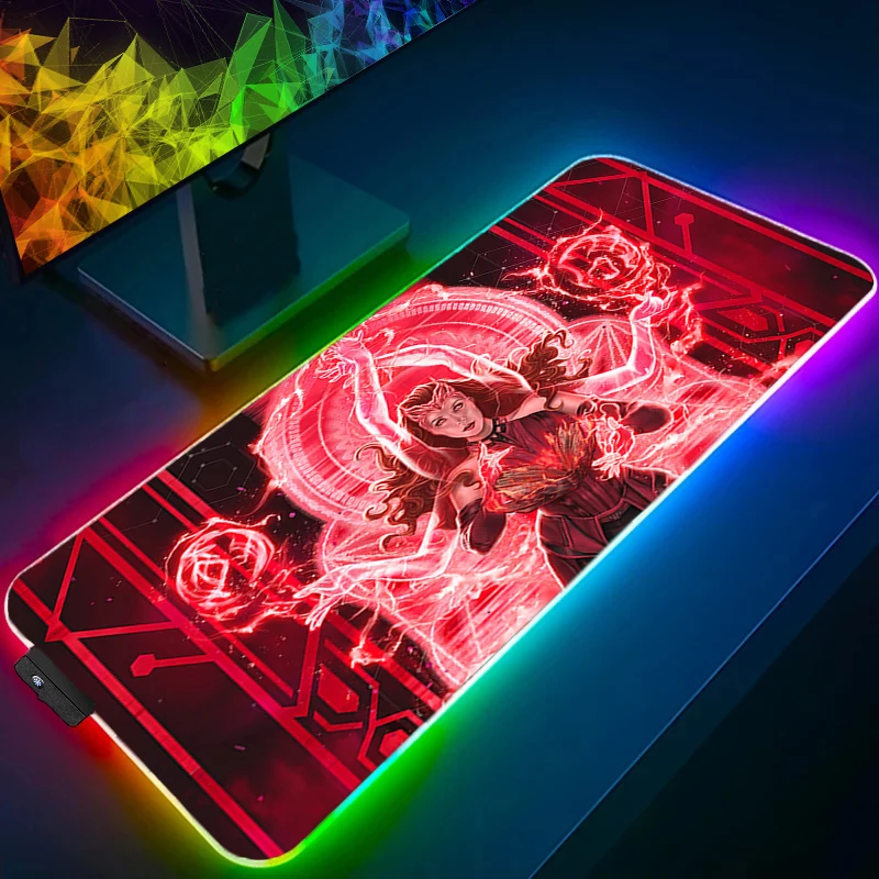 

RGB коврик для мыши Scarlet Witch Gamer игровые резиновые аксессуары Varmilo клавиатура ПК компьютерный стол коврик ковер подсветка светодиодный коврик для мыши
